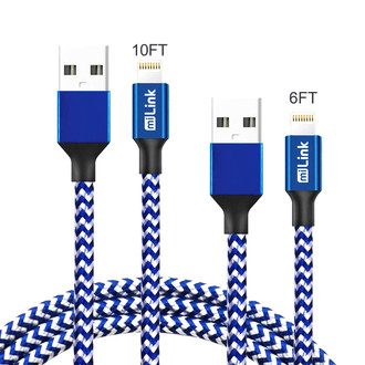 Sondpex® - 2-Pack 8-pin to USB-A Changing and Syncing Cable