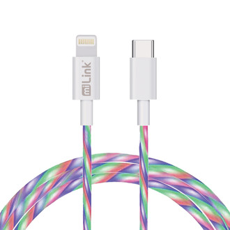 Sondpex® - 1-Pack 2M/6.6FT Glowing Light Streamer Type-C to 8-pin Charging & Data Cable