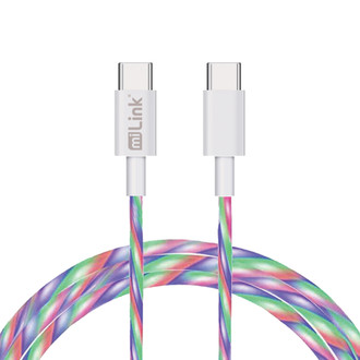 Sondpex® - 1-Pack 2M/6.6FT Glowing Light Streamer Type-C to Type-C Charging & Data Cable