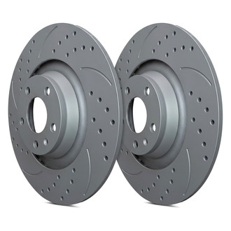SP Performance® - Double Double Drilled & Slotted 1-Piece Rear Brake Rotors
