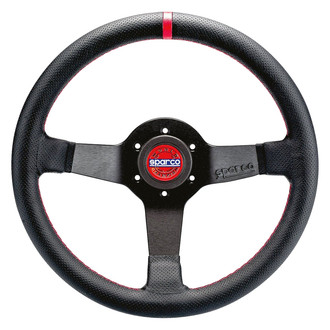 Sparco® - 3-Spoke Champion Leather Steering Wheel with Red Center Stripe