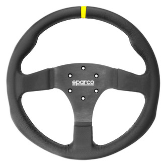Sparco® - 3-Spoke R330 Steering Wheel with Yellow Leather Center Stripe