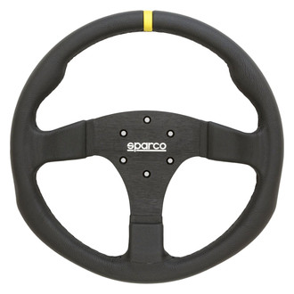 Sparco® - 3-Spoke R350 Steering Wheel with Yellow Leather Center Stripe