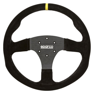 Sparco® - 3-Spoke R350 Steering Wheel with Yellow Leather Center Stripe