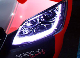 Chrome Projector Headlight with LED DRL-bar