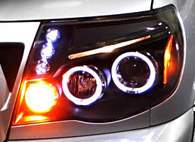Black Dual Halo Projector LED Headlight with LEDs