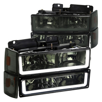 Spec-D® - Driver and Passenger Side Chrome/Smoke LED DRL Bar Headlights with Turn Signal/Parking and Corner Lights