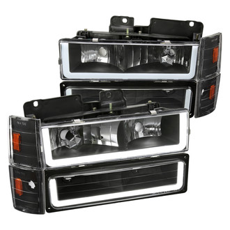 Spec-D® - Driver and Passenger Side Matte Black LED DRL Bar Headlights with Turn Signal/Corner and Parking Lights