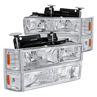 Spec-D® - Driver and Passenger Side Chrome Euro Headlights with Turn Signal/Parking and Corner Lights