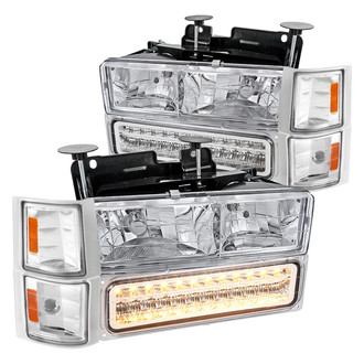 Spec-D® - Driver and Passenger Side Euro Headlights with LED Turn Signal/Parking and Corner Lights