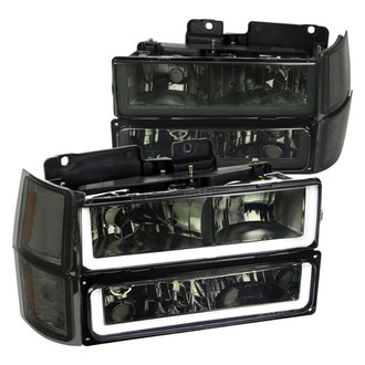 Spec-D® - Driver and Passenger Side Chrome/Smoke LED DRL Bar Headlights with Turn Signal/Parking and Corner Lights