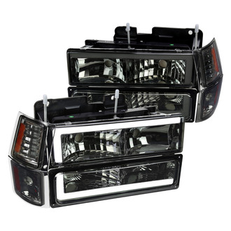 Spec-D® - Driver and Passenger Side Chrome/Smoke LED DRL Bar Headlights with Turn Signal/Parking and Corner Lights
