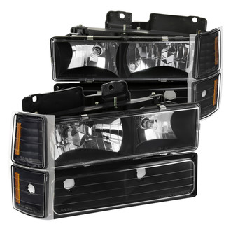 Spec-D® - Driver and Passenger Side Black Euro Headlights with Turn Signal/Parking and Corner Lights