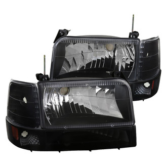 Spec-D® - Driver and Passenger Side Black Euro Headlights with Turn Signal/Corner and Parking Lights