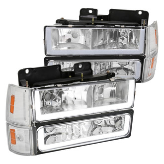 Spec-D® - Driver and Passenger Side Chrome LED DRL Bar Headlights with Turn Signal/Corner and Parking Lights