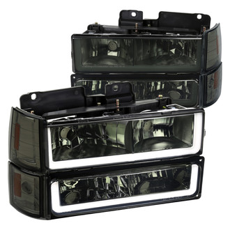 Spec-D® - Driver and Passenger Side Chrome/Smoke LED DRL Bar Headlights with Turn Signal/Parking and Corner Lights