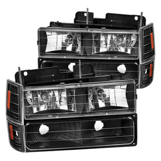 Spec-D® - Driver and Passenger Side Black Euro Headlights with Corner and Bumper Lights