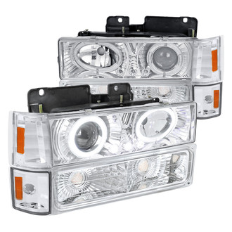Spec-D® - Driver and Passenger Side Chrome LED Dual Halo Projector Headlights with Turn Signal/Parking and Corner Lights