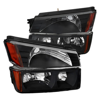 Spec-D® - Driver and Passenger Side Black Euro Headlights with Turn Signal/Parking Lights