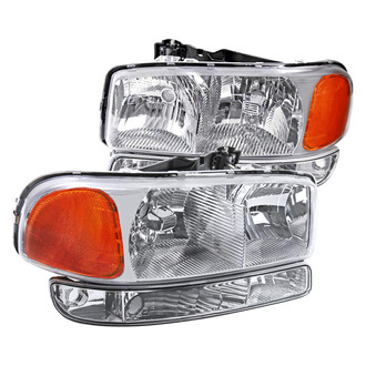 Spec-D® - Driver and Passenger Side Chrome Euro Headlights with Bumper Lights