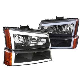 Spec-D® - Driver and Passenger Side Matte Black LED DRL Bar Headlights with Turn Signal/Parking Lights