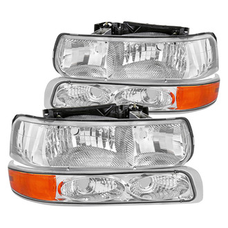 Spec-D® - Driver and Passenger Side Chrome Euro Headlights with Bumper Lights