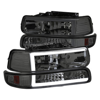 Spec-D® - Driver and Passenger Side Chrome/Smoke LED DRL Bar Headlights with Turn Signal/Parking Lights
