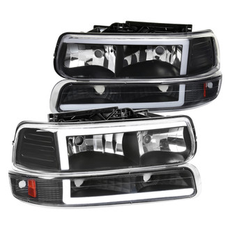Spec-D® - Driver and Passenger Side Matte Black LED DRL Bar Headlights with Turn Signal/Parking Lights