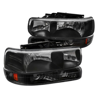 Spec-D® - Driver and Passenger Side Matte Black Euro Headlights with Turn Signal/Parking Lights