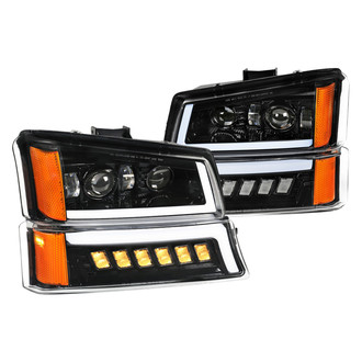 Spec-D® - Driver and Passenger Side Black Light Tube Projector LED Headlights with Turn Signal/Parking Lights