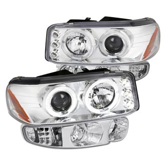 Spec-D® - Driver and Passenger Side Chrome Halo Projector Headlights with Turn Signal/Parking Lights