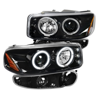 Spec-D® - Driver and Passenger Side Gloss Black Halo Projector Headlights with Turn Signal/Parking Lights