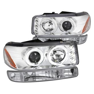 Spec-D® - Driver and Passenger Side Chrome Dual Halo Projector Headlights with LED DRL