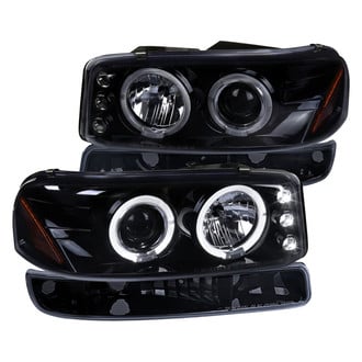 Spec-D® - Driver and Passenger Side Gloss Black/Smoke Dual Halo Projector Headlights with LED DRL