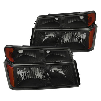Spec-D® - Driver and Passenger Side Matte Black/Smoke Euro Headlights