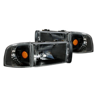 Spec-D® - Driver and Passenger Side Black Euro Headlights with Corner Lights