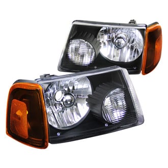 Spec-D® - Driver and Passenger Side Black Euro Headlights with Corner Lights