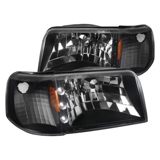 Spec-D® - Driver and Passenger Side Black Euro Headlights with LEDs