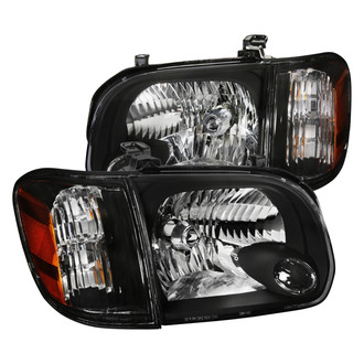 Spec-D® - Driver and Passenger Side Black Euro Headlights with Corner Lights