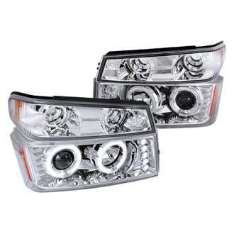 Spec-D® - Driver and Passenger Side Chrome Dual Halo Projector Euro Headlights with LED Parking Lights