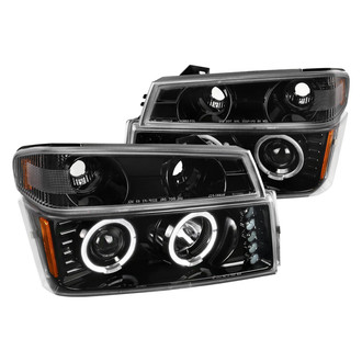 Spec-D® - Driver and Passenger Side Gloss Black Halo Projector Headlights with Parking LEDs