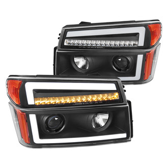 Spec-D® - Driver and Passenger Side Matte Black DRL Bar Projector Headlights with Sequential LED Turn Signal