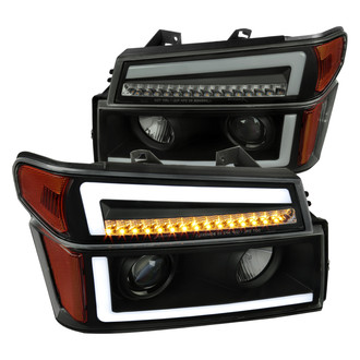 Spec-D® - Driver and Passenger Side Black/Smoke DRL Bar Projector Headlights with Sequential LED Turn Signal