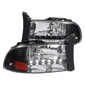 Spec-D® - Driver and Passenger Side Black Euro Headlights with LED DRL