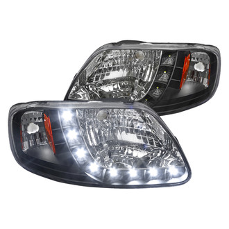 Spec-D® - Driver and Passenger Side Black Euro Headlights with LED DRL