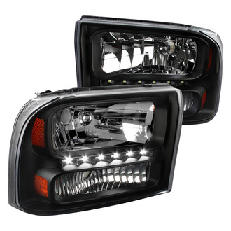 Spec-D® - Black Euro Headlights with LED DRL