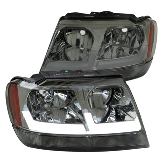 Spec-D® - Driver and Passenger Side Chrome/Smoke LED DRL Bar Headlights