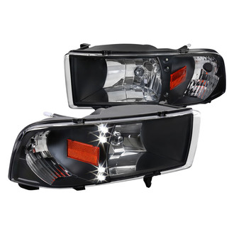 Spec-D® - Driver and Passenger Side Black Euro Headlights with Parking LEDs