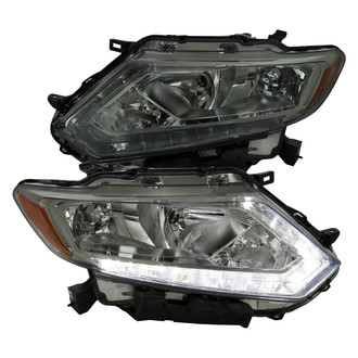 Spec-D® - Driver and Passenger Side Chrome/Smoke Euro Headlights with LED DRL