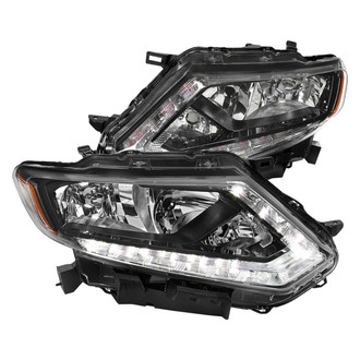 Spec-D® - Driver and Passenger Side Matte Black Factory Style Headlights with LED DRL